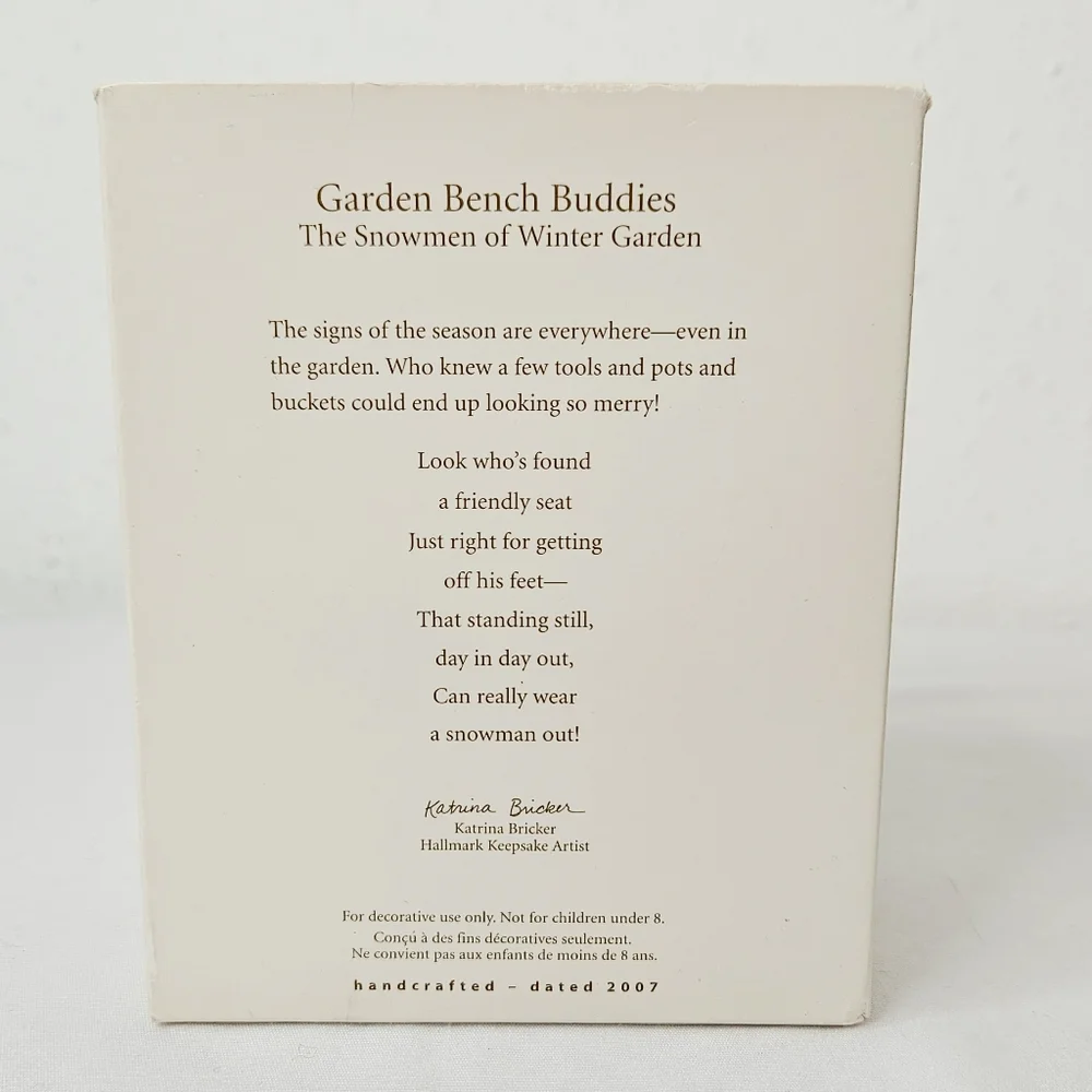Hallmark Keepsake Garden Bench Buddies Ornament 2007 Snowmen Winter Garden